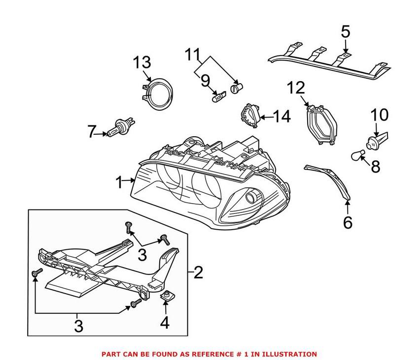 BMW Headlight Assembly - Driver Side (Halogen) 63127162201